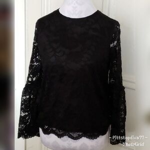*Black Lace Top with Bell Sleeves